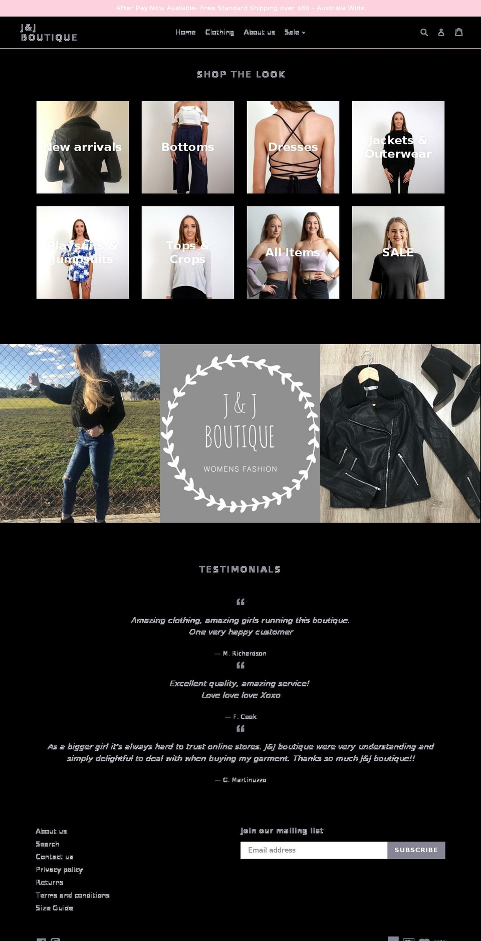 jandjboutique.com — Shopify storefront screenshot