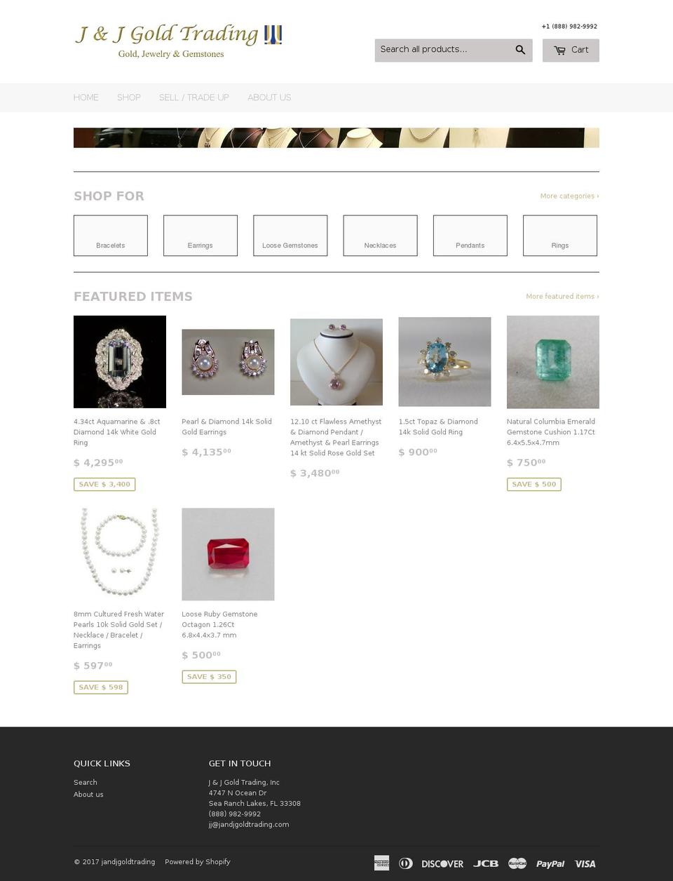 jandjgoldtrading.com shopify website screenshot