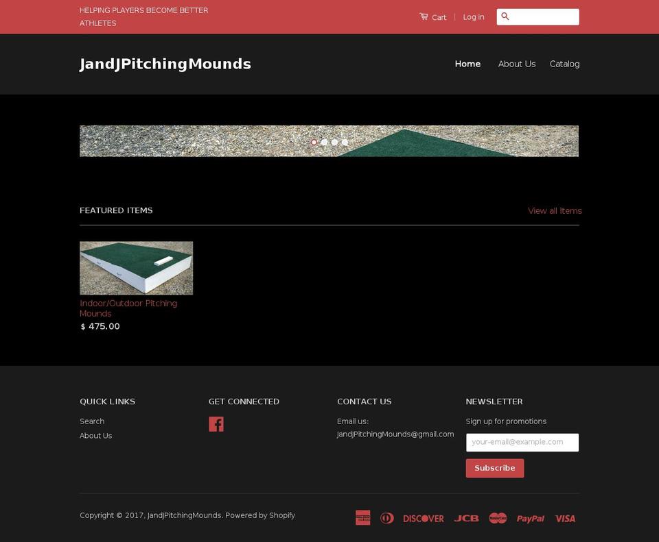 jandjpitchingmounds.com shopify website screenshot