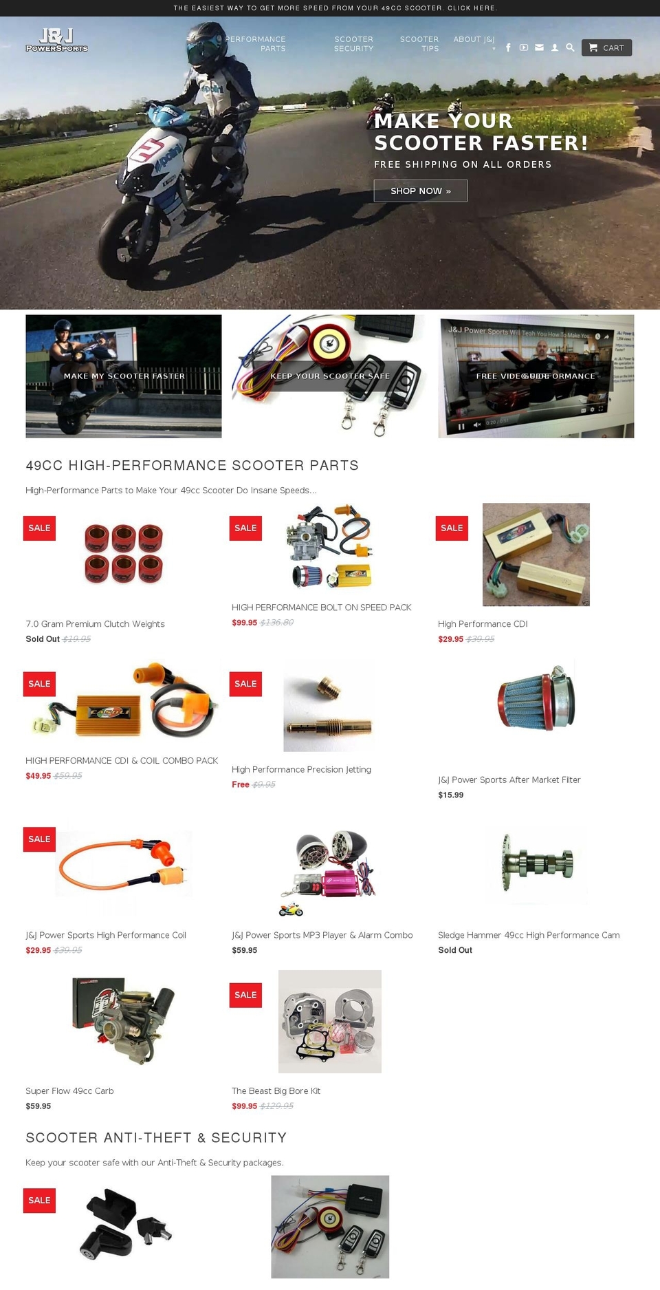 jandjpowersports.com shopify website screenshot