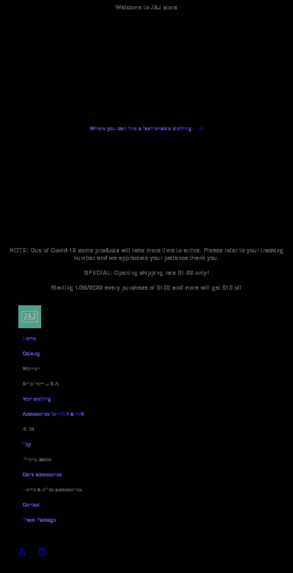 jandjstore.com shopify website screenshot