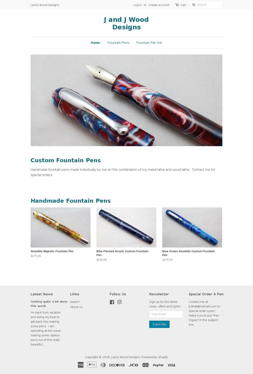 jandjwooddesigns.net shopify website screenshot