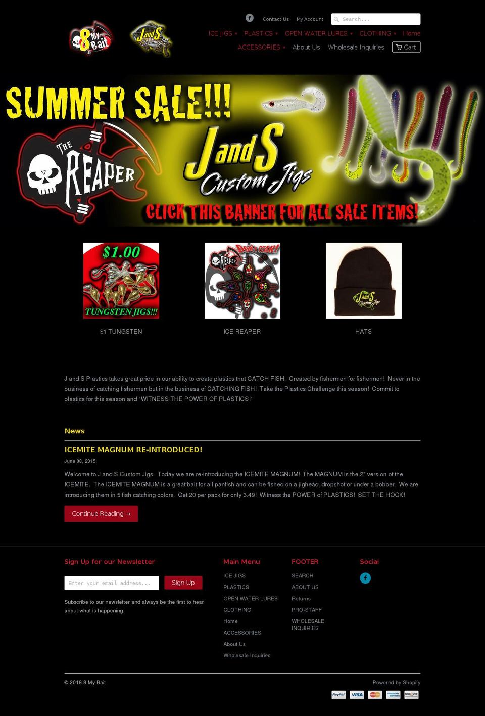 jandscustomjigs.com — Shopify storefront screenshot