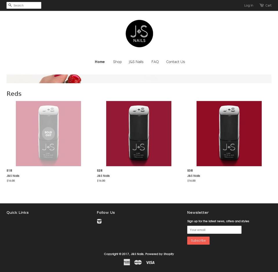 jandsnails.com shopify website screenshot