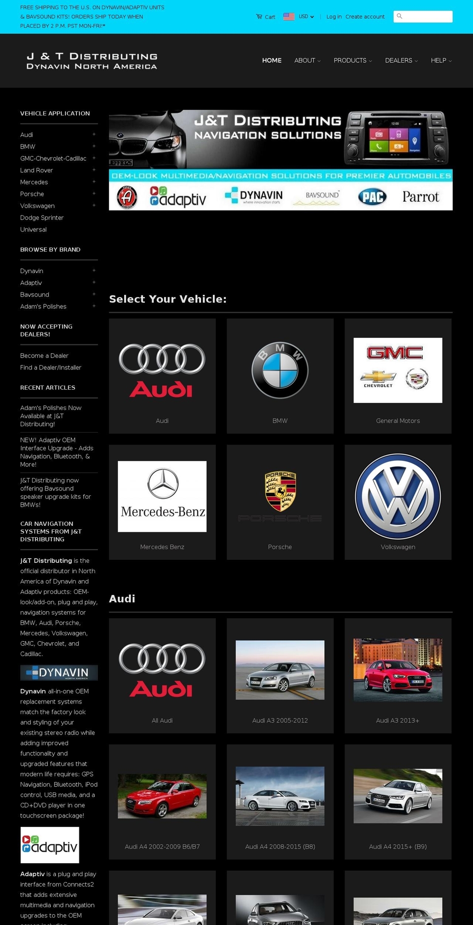 jandtdistributing.com shopify website screenshot