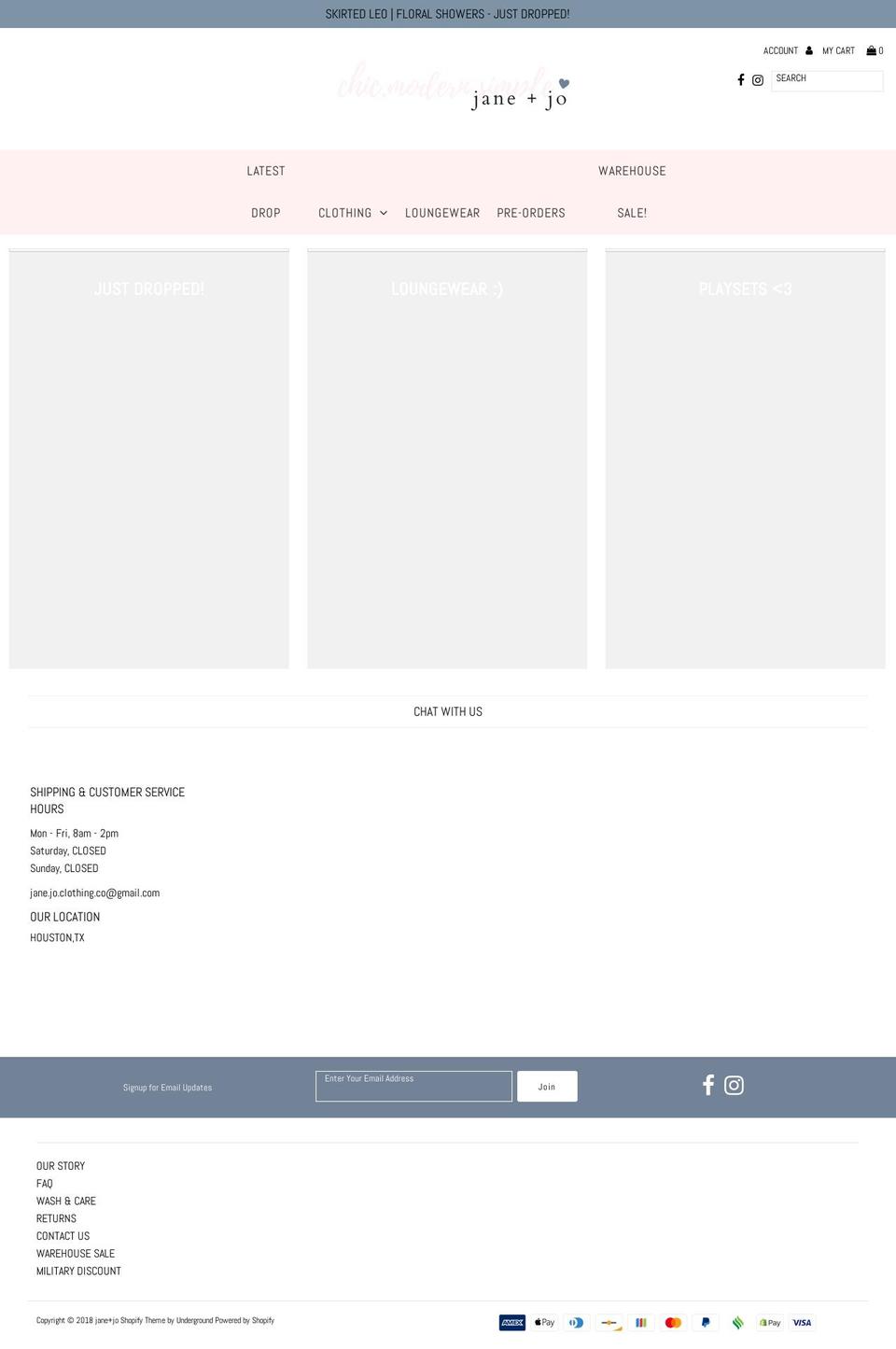 jane-jo-clothing-co.myshopify.com shopify website screenshot
