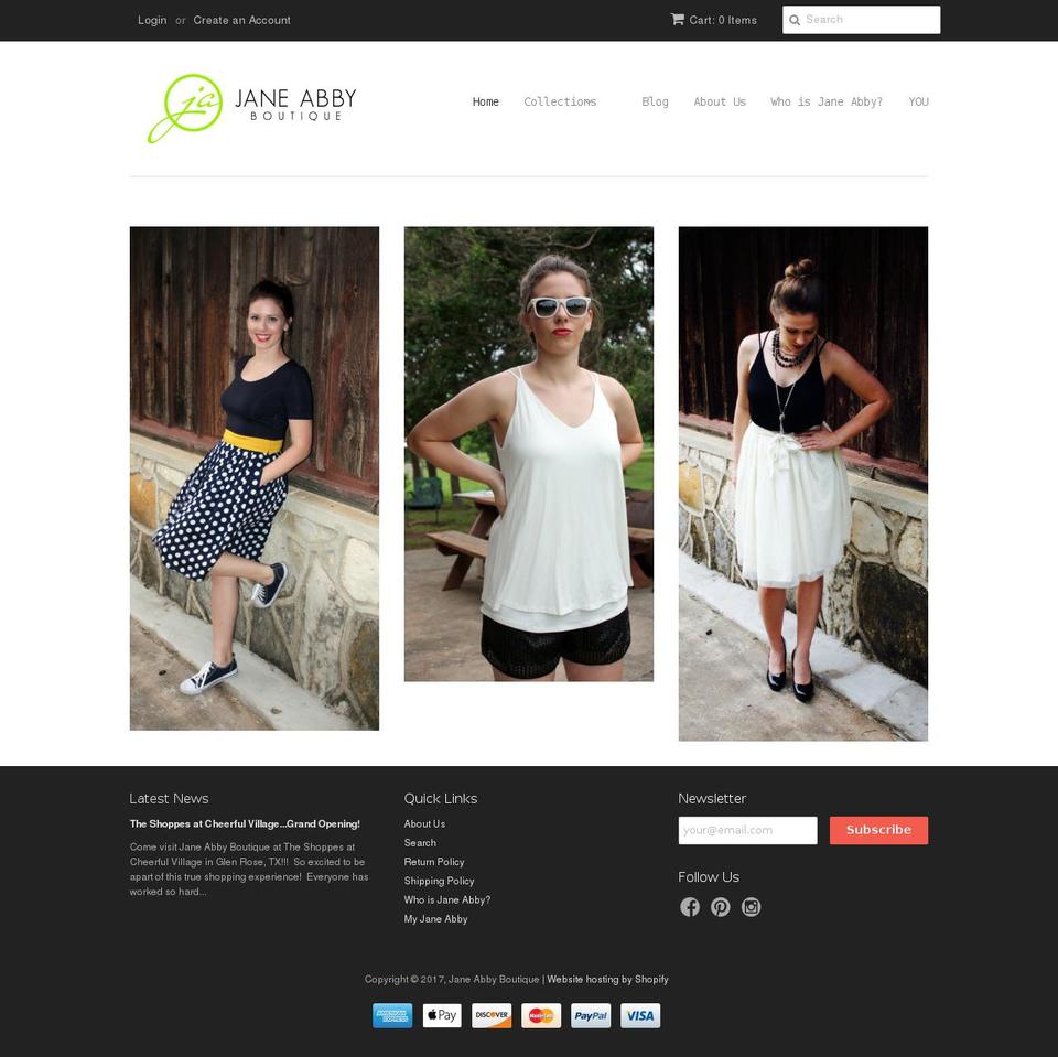 janeabby.com shopify website screenshot