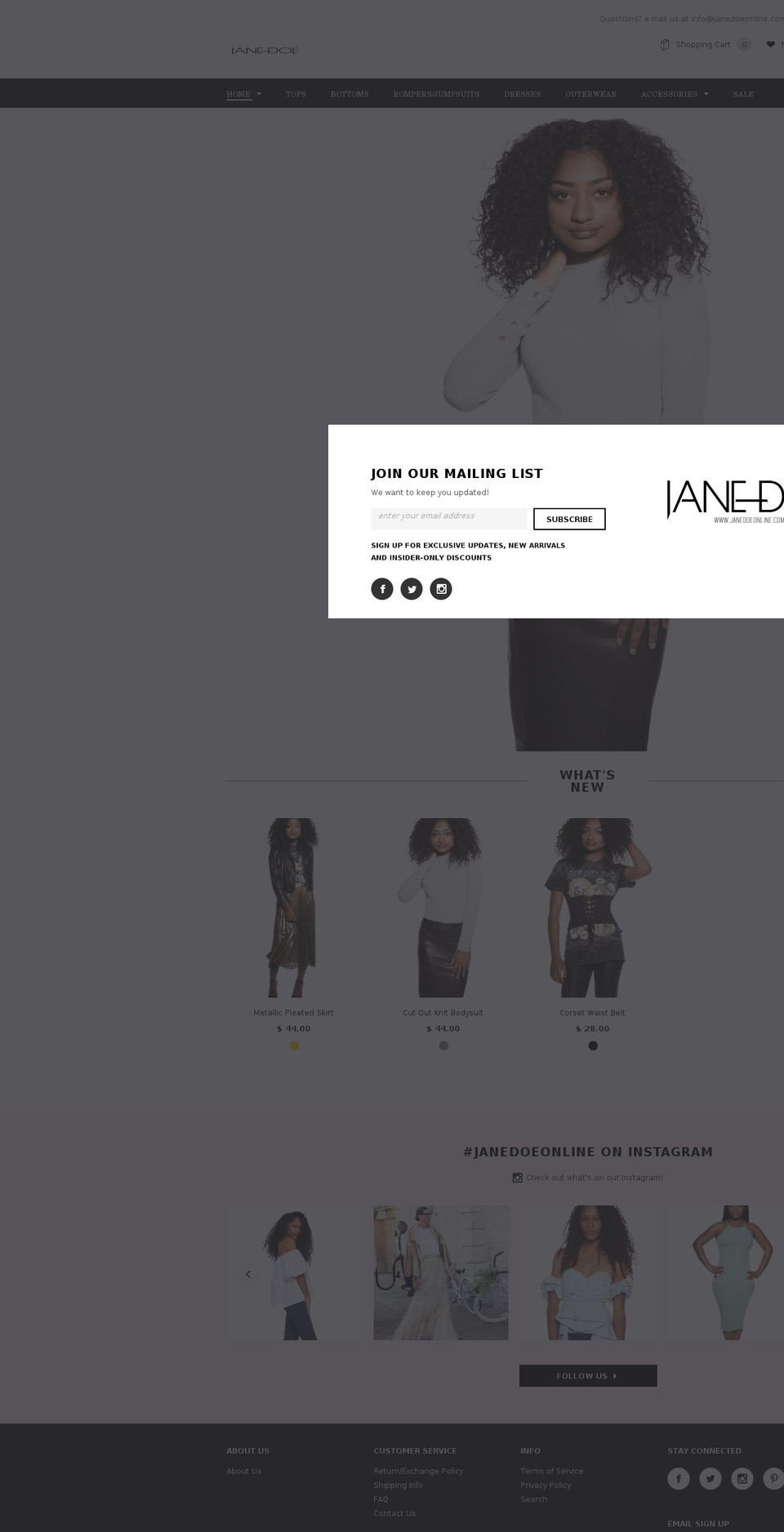 janedoeonline.com shopify website screenshot
