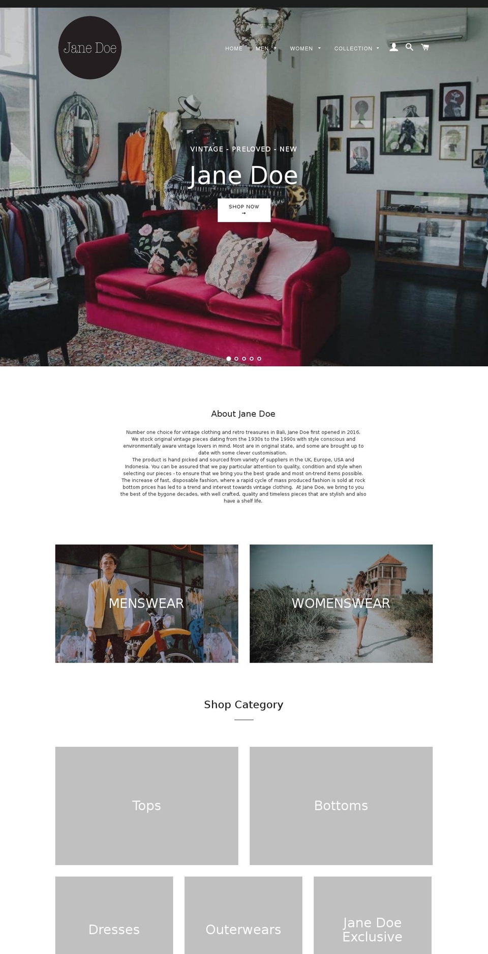 janedoestore.com — Shopify storefront screenshot