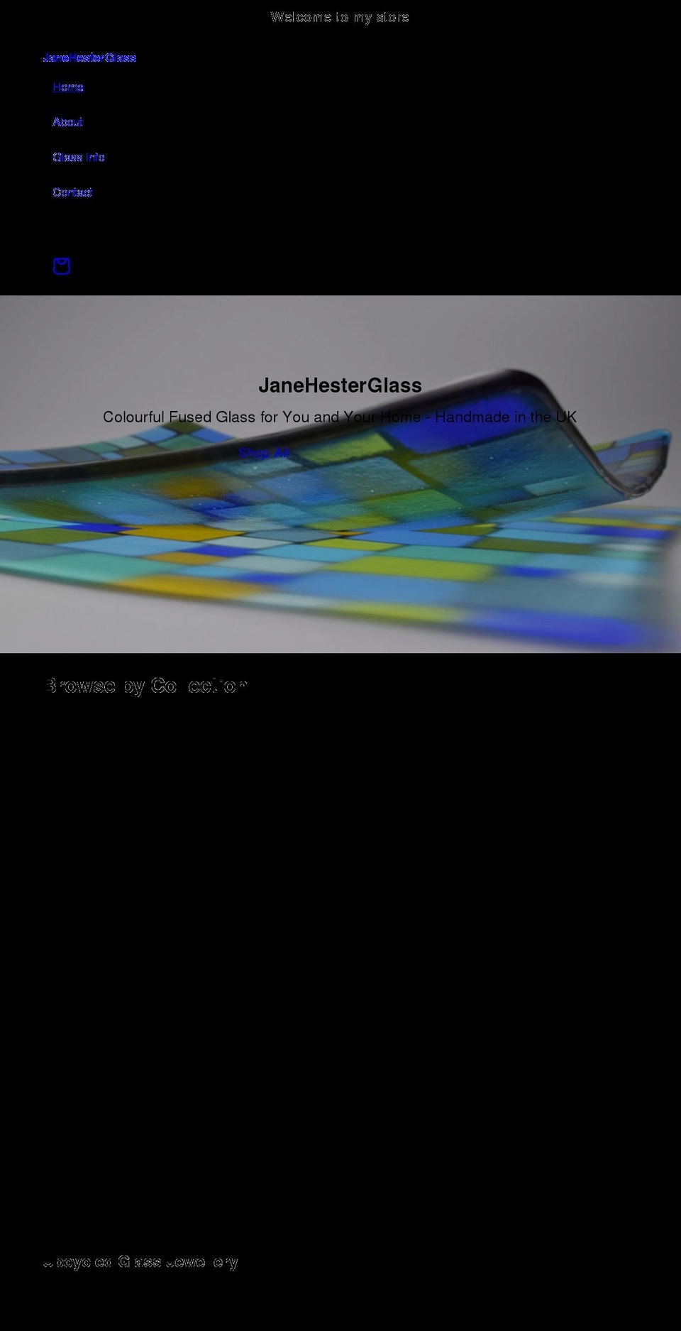 janehesterglass.com shopify website screenshot