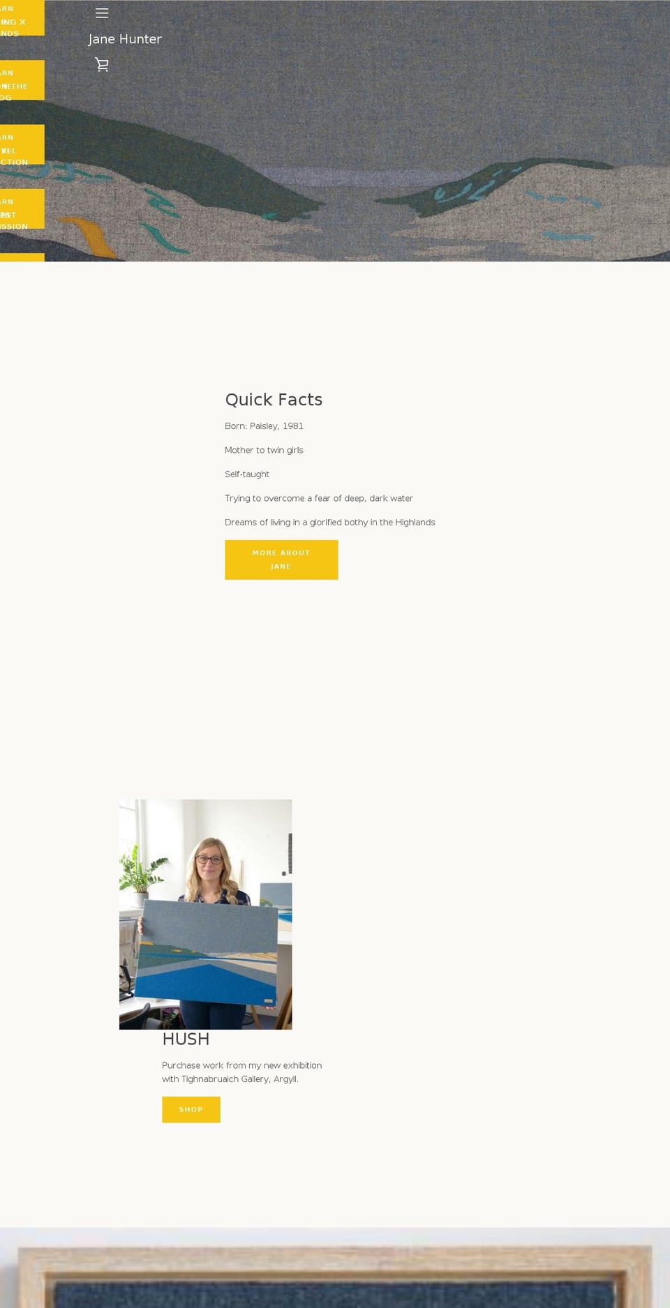 janehunterart.com shopify website screenshot