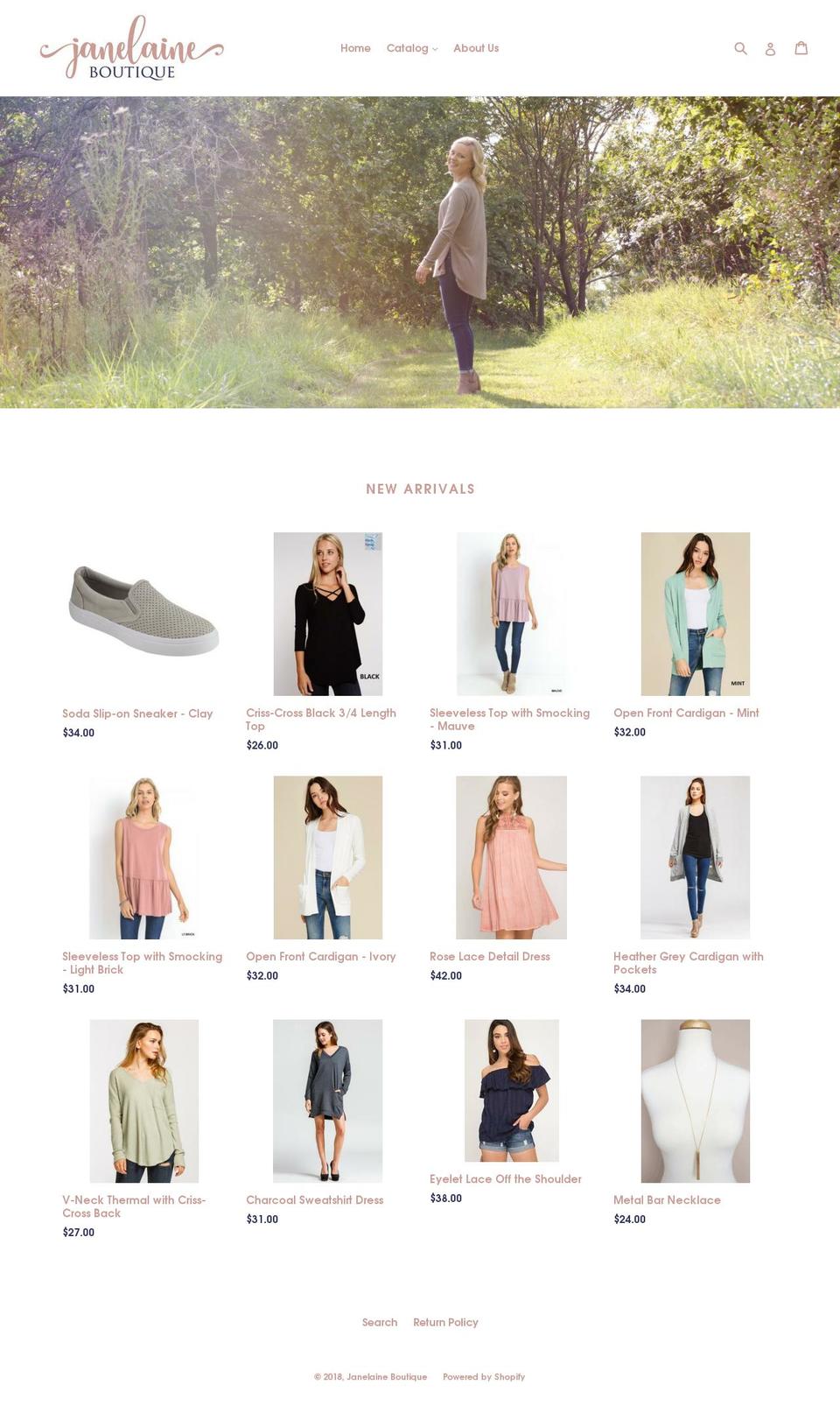 janelaineboutique.com shopify website screenshot