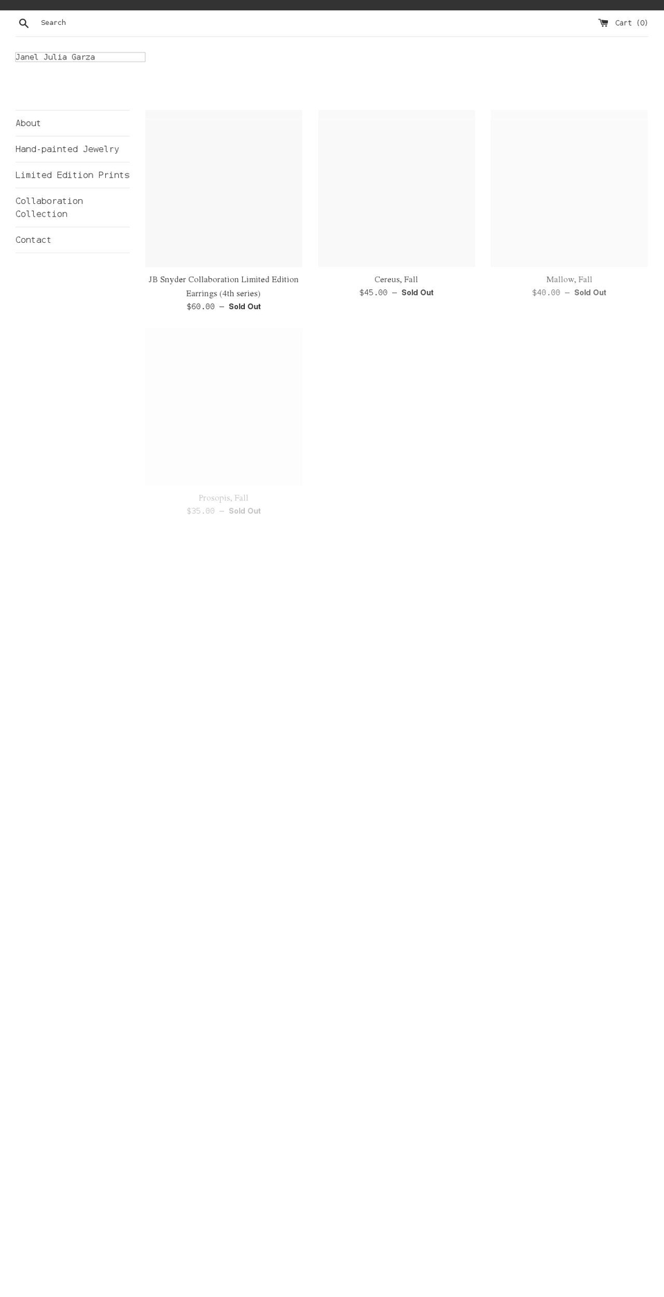 janeljuliagarza.com shopify website screenshot