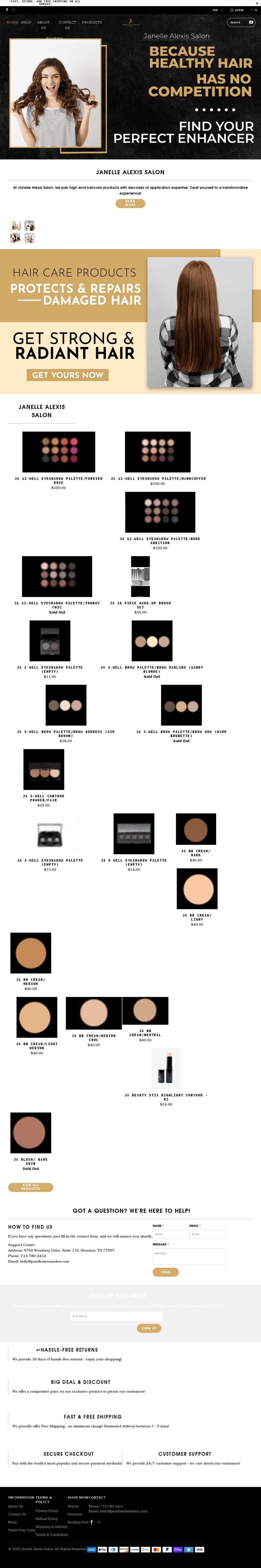 janellealexis.com shopify website screenshot