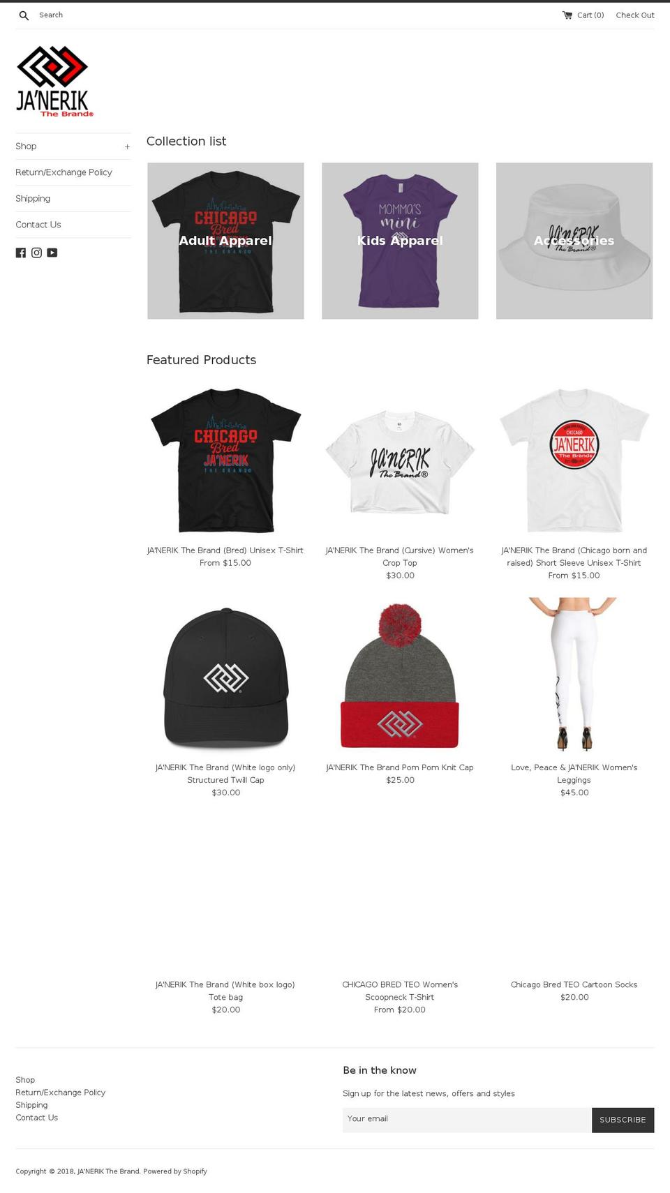 janerikthebrand.com shopify website screenshot