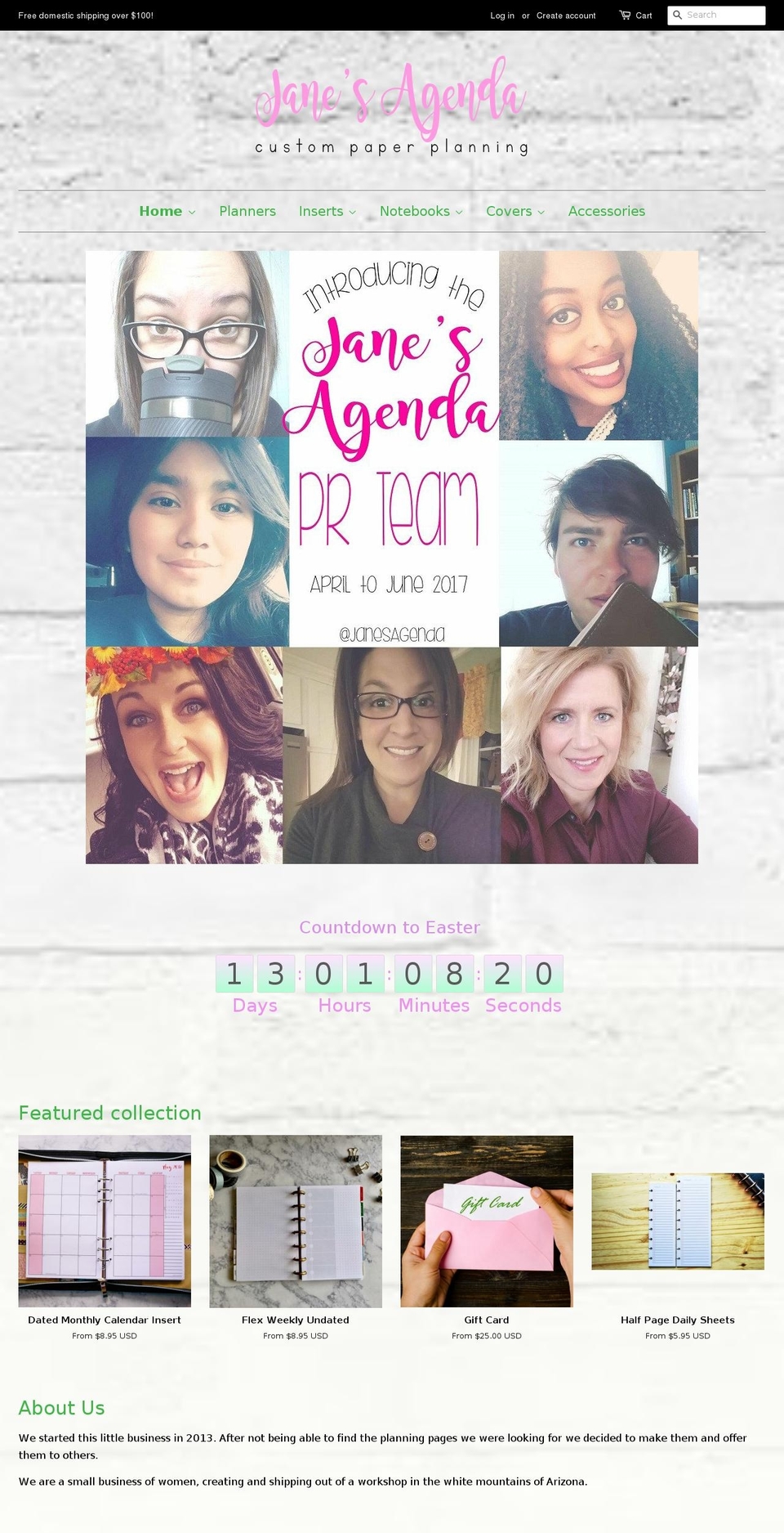 janesagenda.com shopify website screenshot