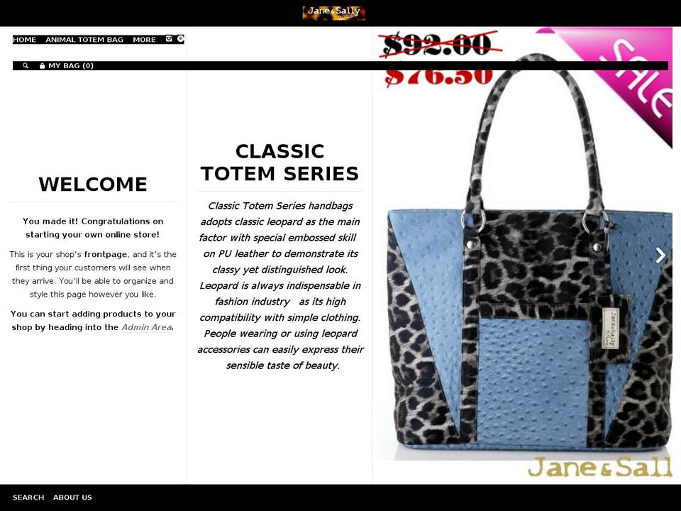 janesallyshop.com shopify website screenshot