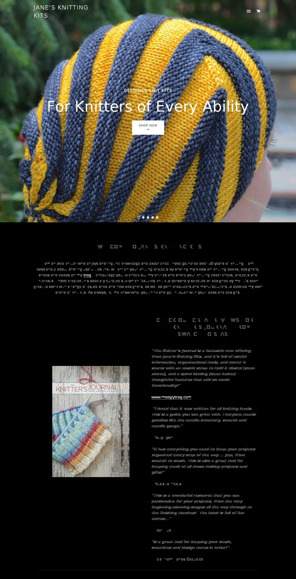 janesdesigneryarnpatterns.com shopify website screenshot
