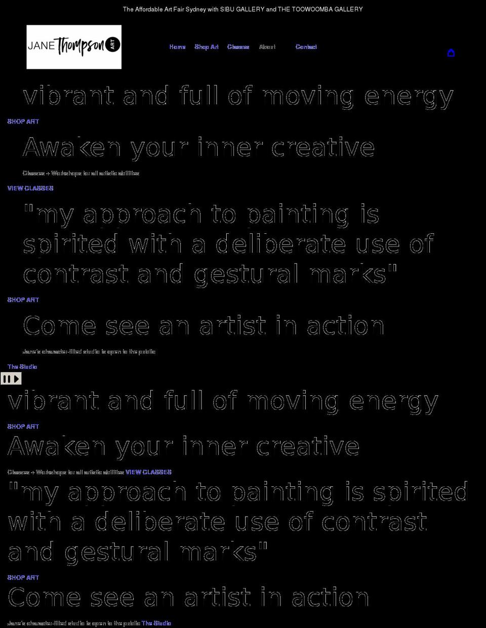 janethompsonart.com shopify website screenshot