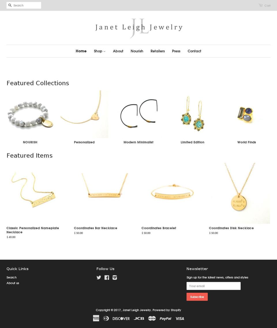 janetleighjewelry.com shopify website screenshot