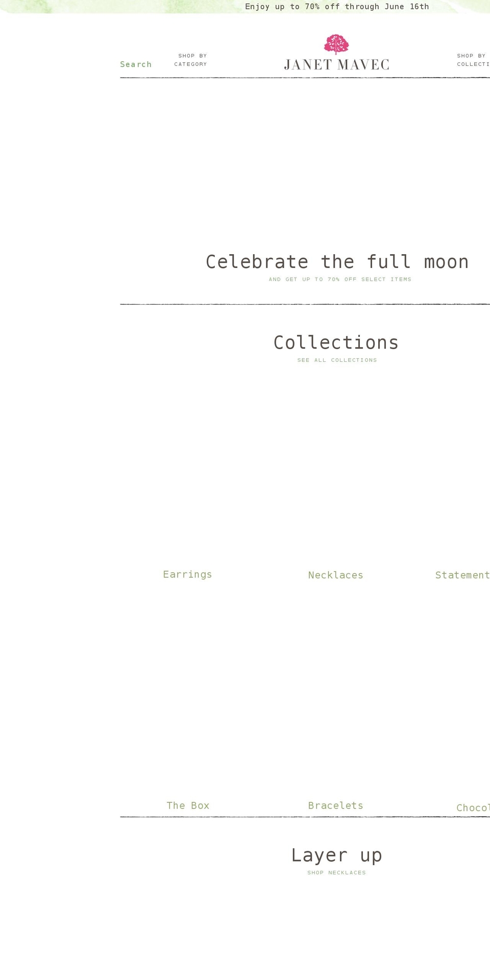 janetmavec.com shopify website screenshot