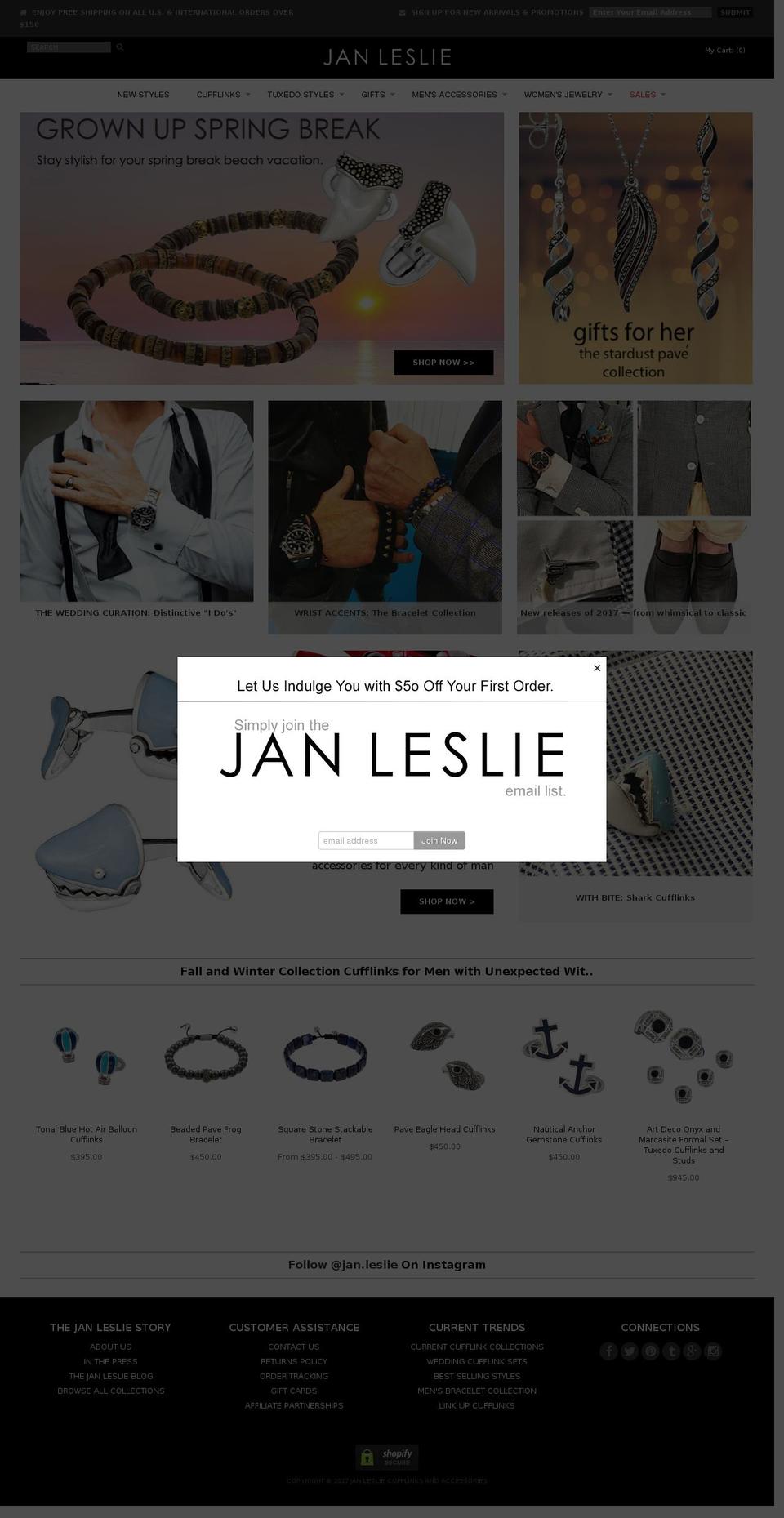 janleslie.com shopify website screenshot