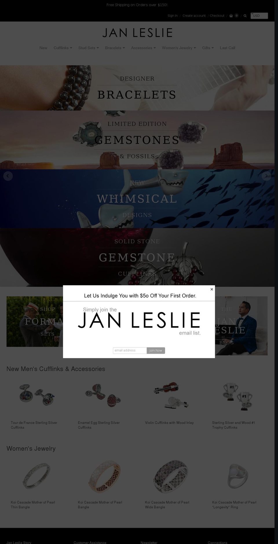 janlesliecufflinks.com — Shopify storefront screenshot