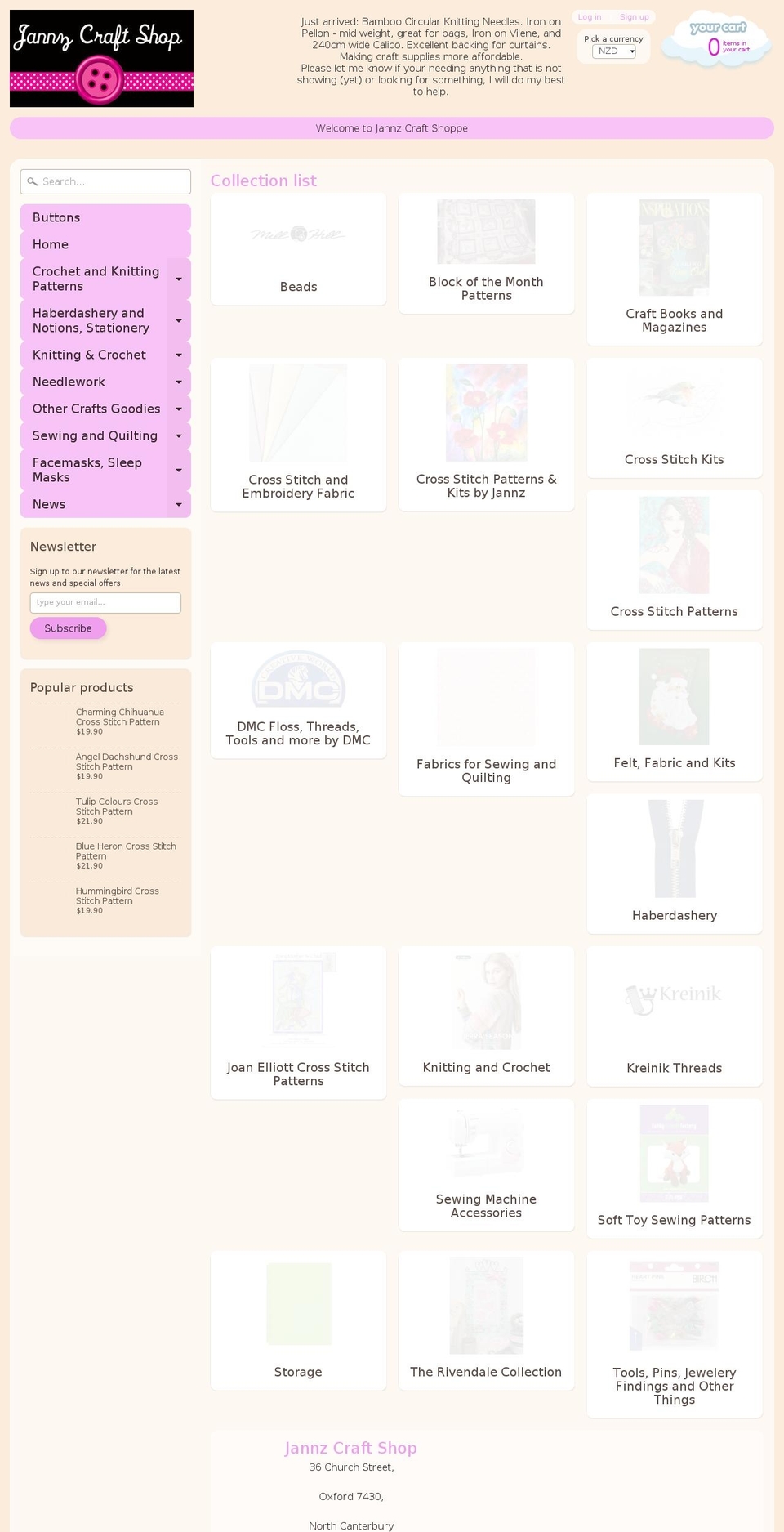 jannzcraftshop.com shopify website screenshot