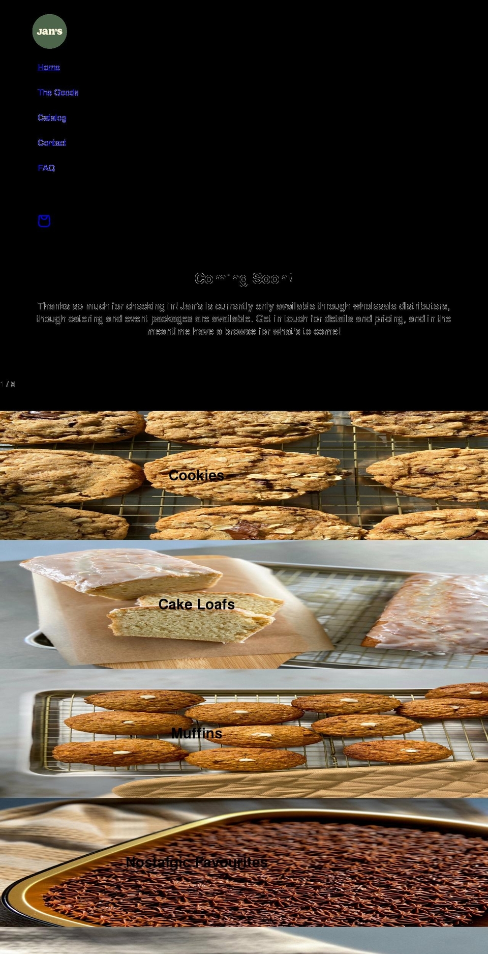 jansbakedgoods.com shopify website screenshot