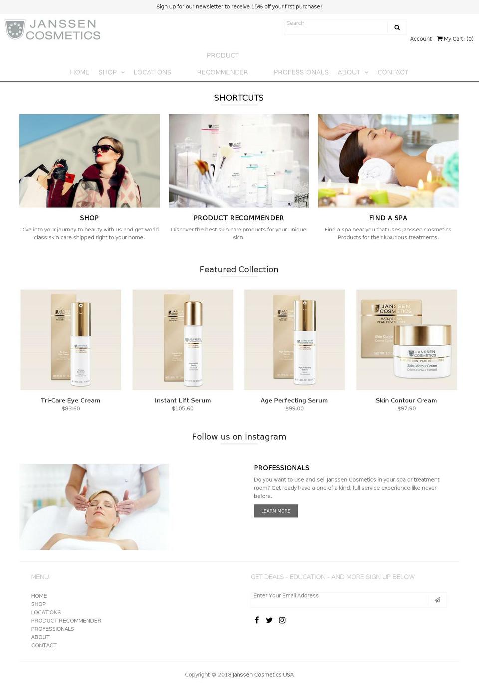 janssencosmeticsusa.com — Shopify storefront screenshot