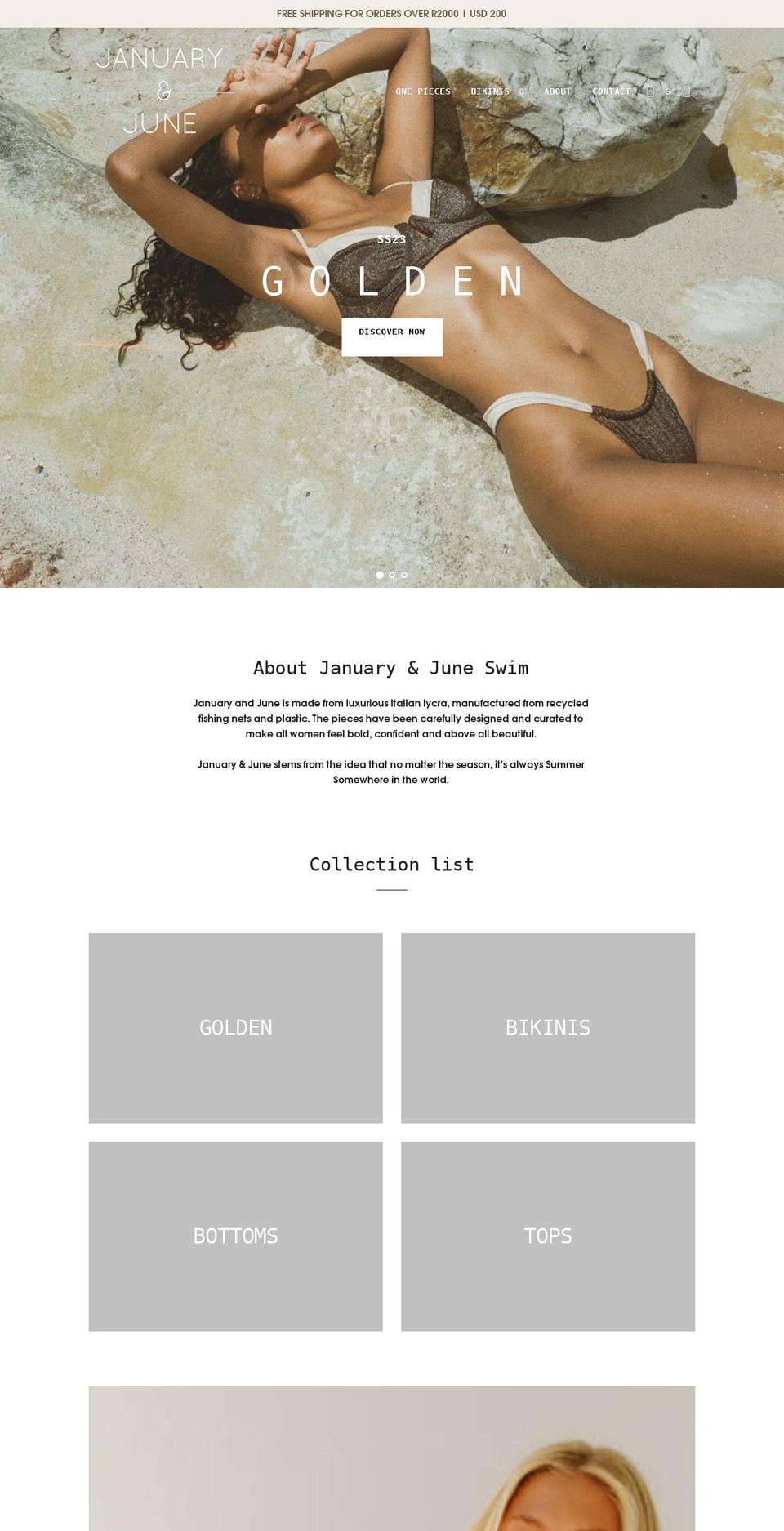 januaryandjuneswim.com shopify website screenshot