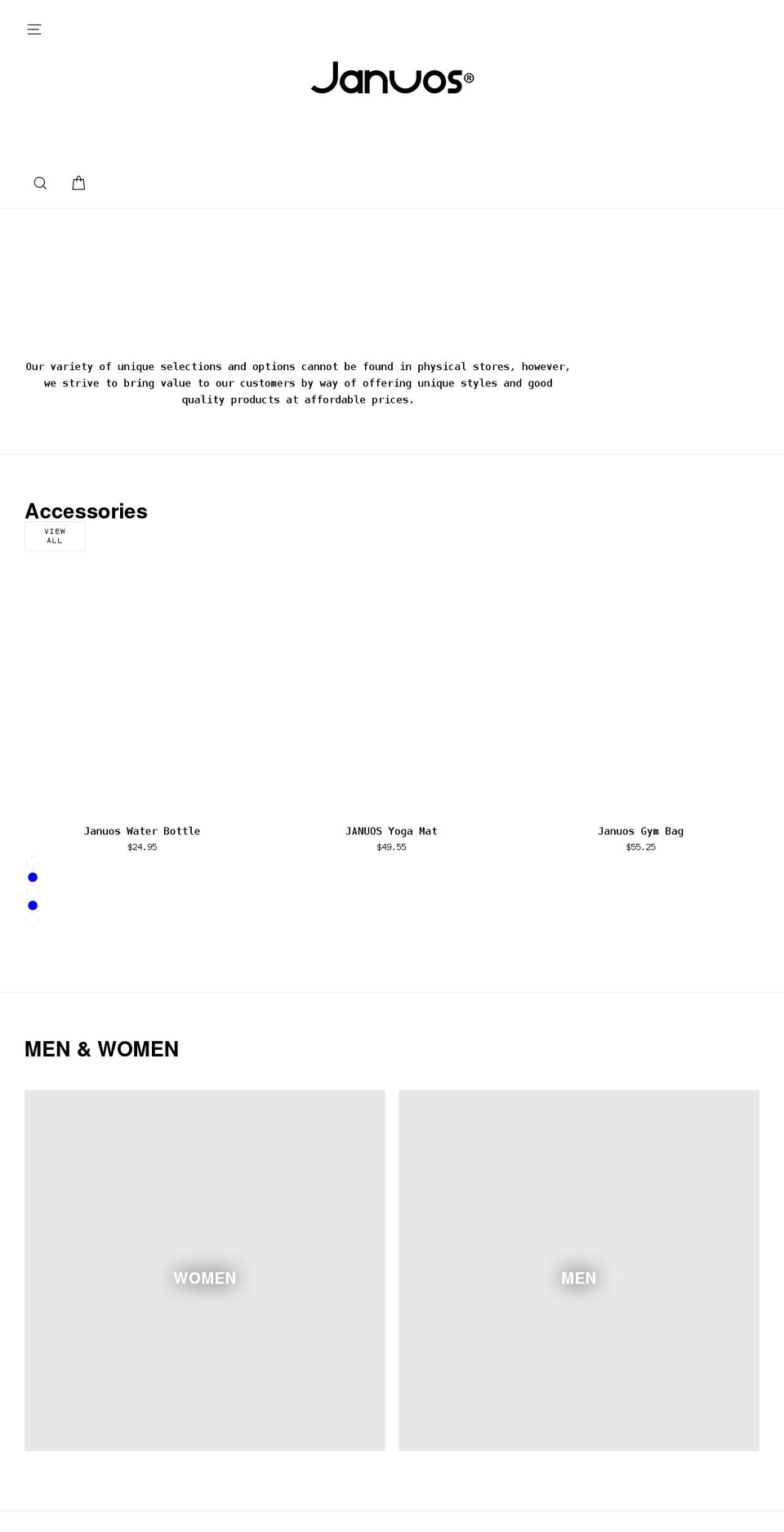 januos.com shopify website screenshot