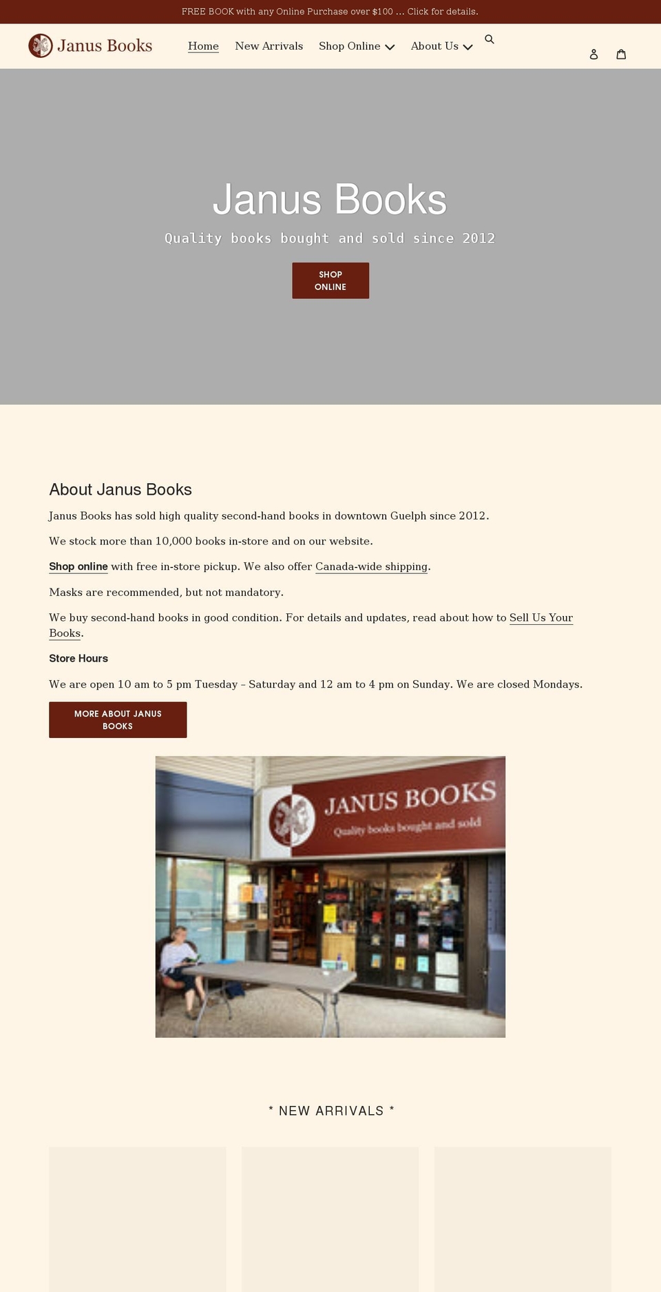 janusbooks.ca shopify website screenshot