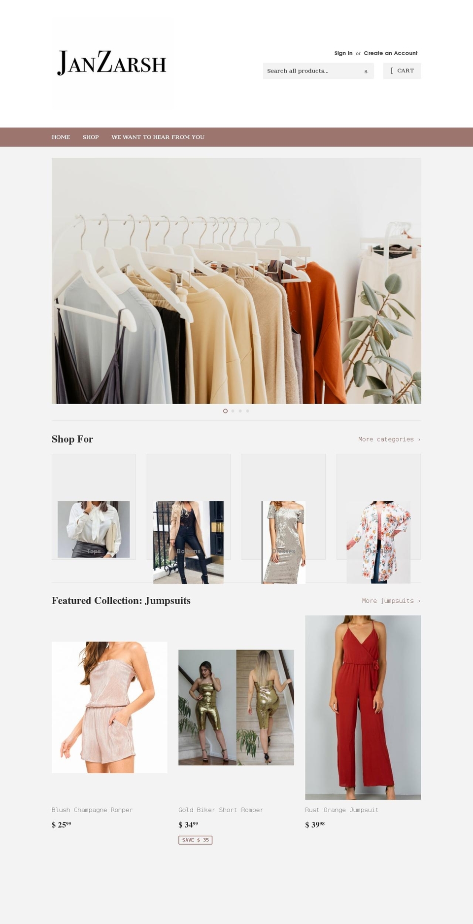 janzarsh.com shopify website screenshot