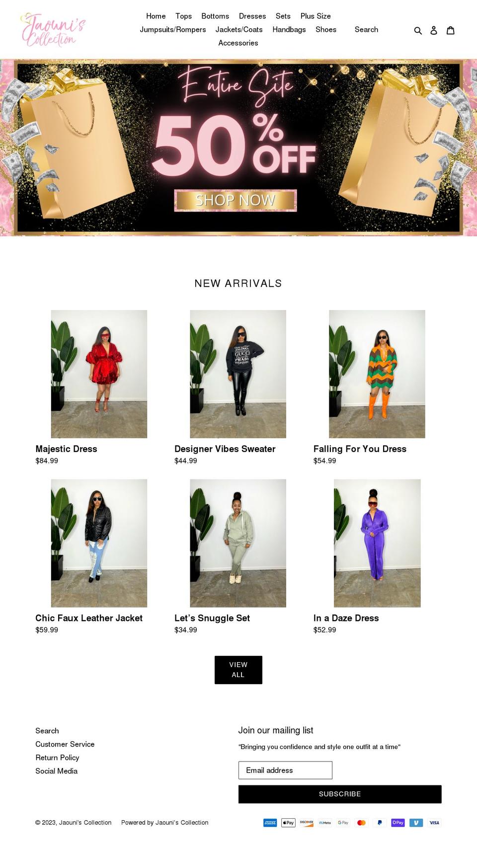 jaouniscollection.com shopify website screenshot