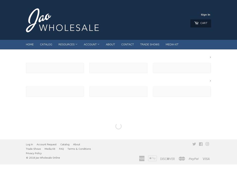 jaowholesale.com — Shopify storefront screenshot
