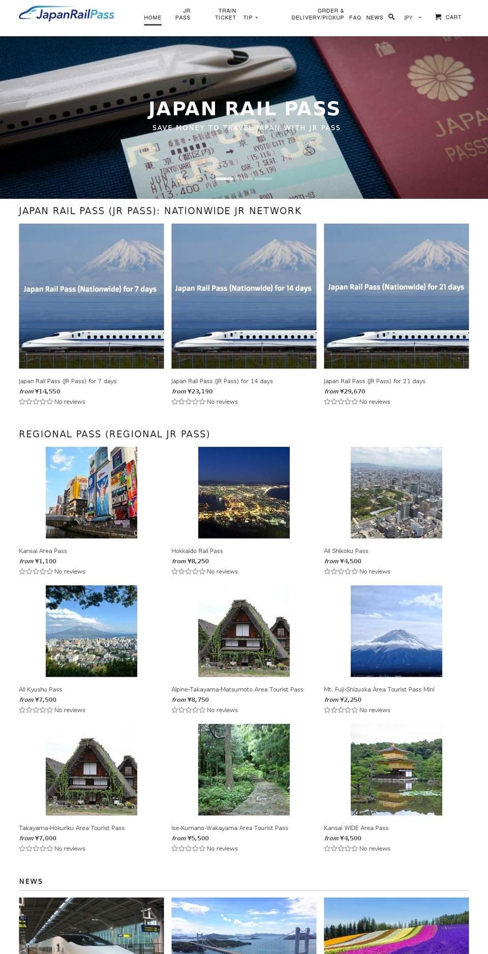 japan-jr-pass.com — Shopify storefront screenshot