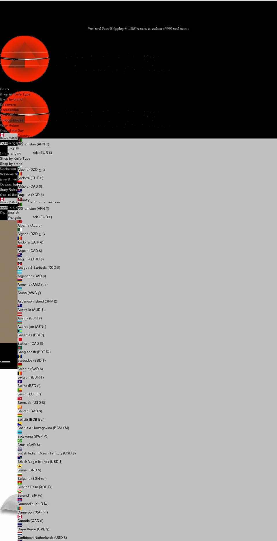 japanchefknife.com shopify website screenshot