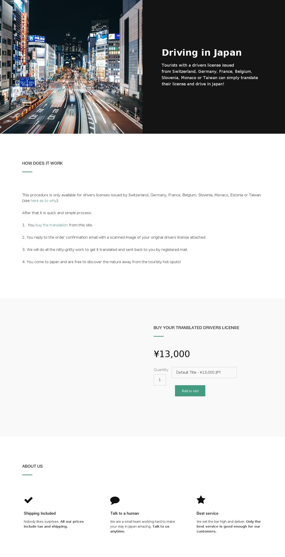 japandriverlicense.com — Shopify storefront screenshot