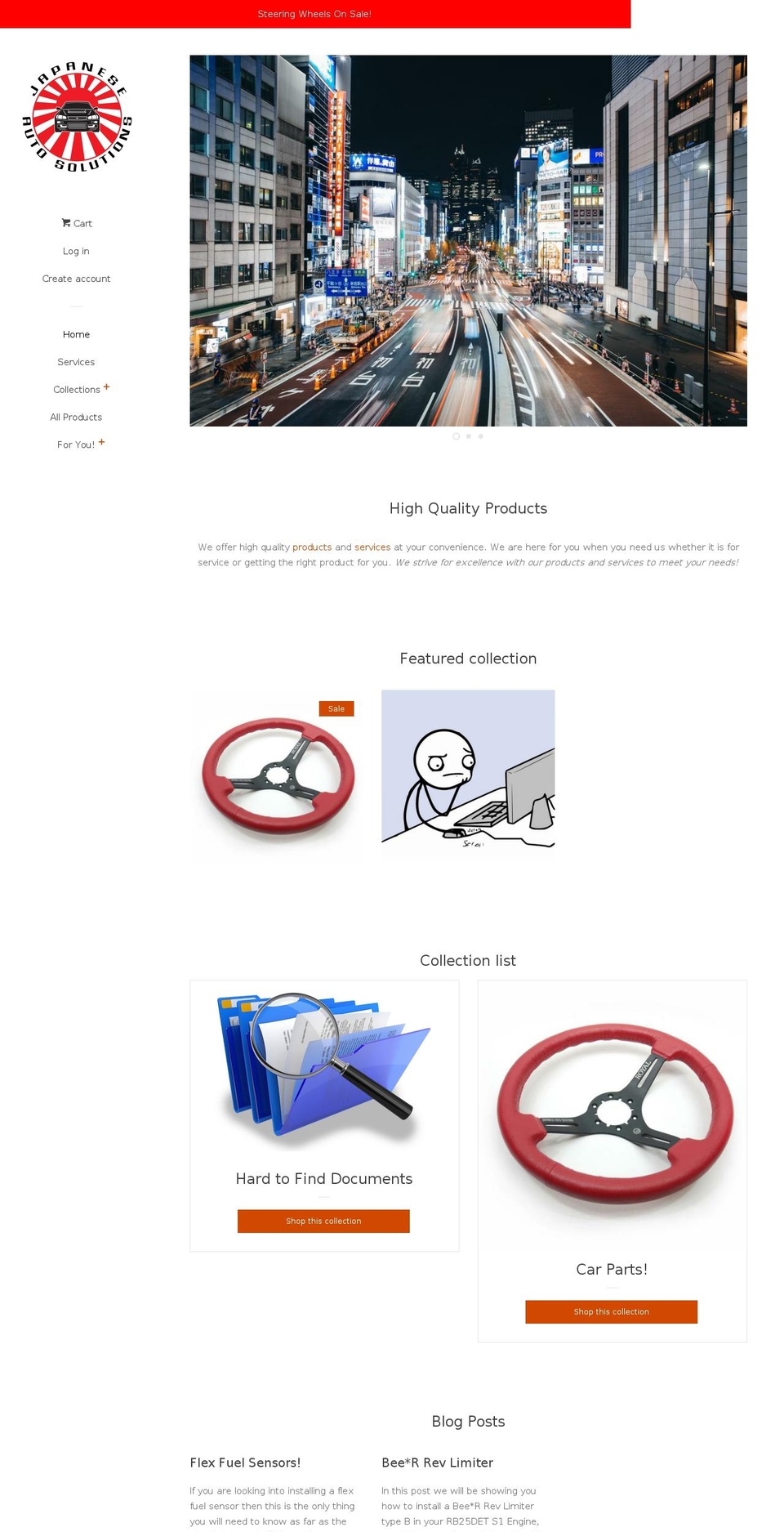 japaneseautosolutions.com — Shopify storefront screenshot