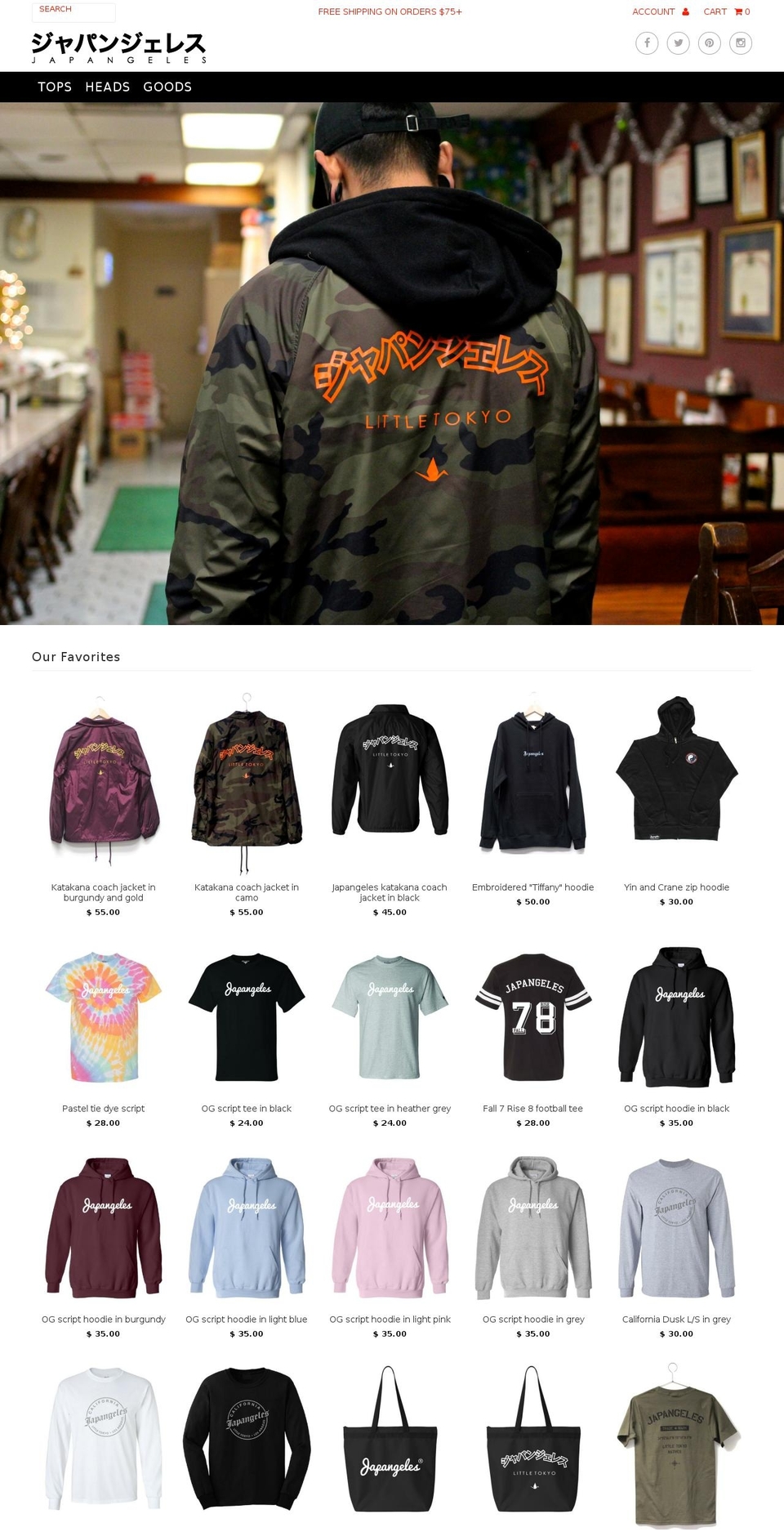 japangeles.com shopify website screenshot