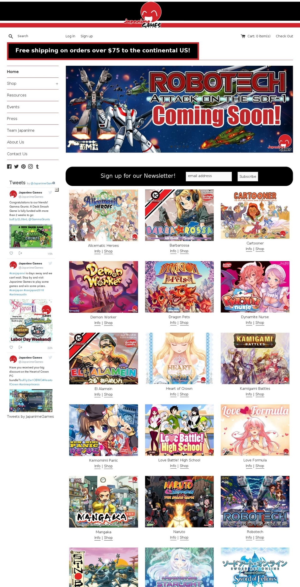 japanimegames.com — Shopify storefront screenshot