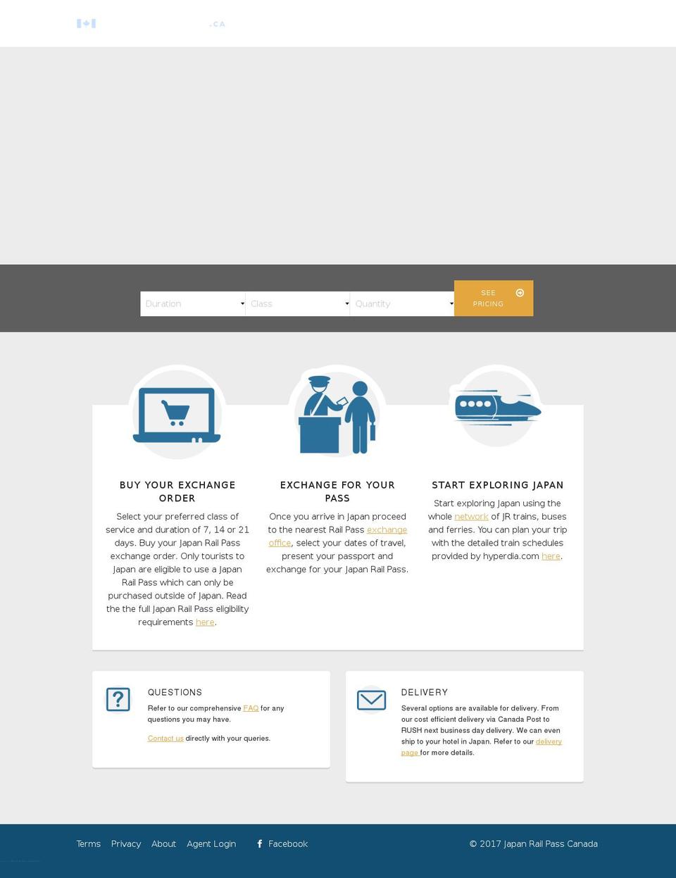 japanrailpass.ca shopify website screenshot