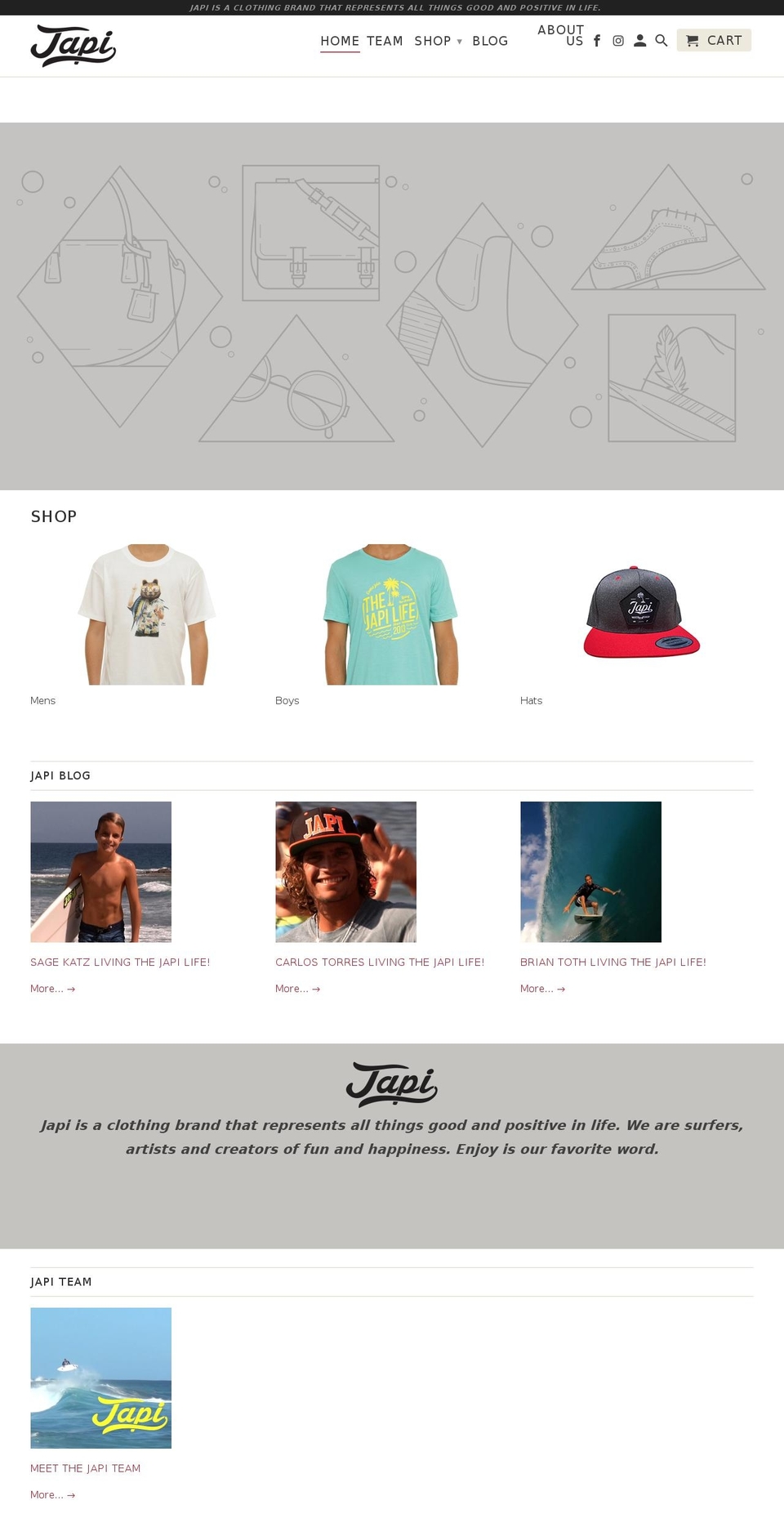 Emerge Shopify theme site example japinoworries.com