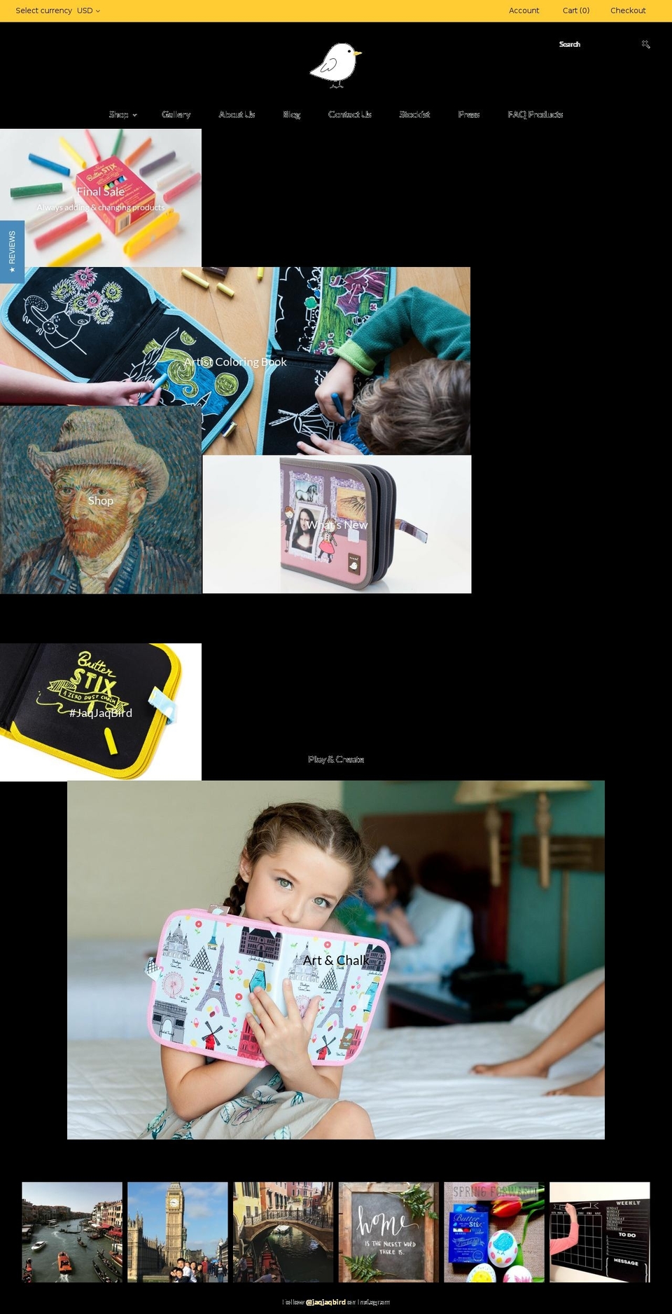 jaqjaqbird.com shopify website screenshot