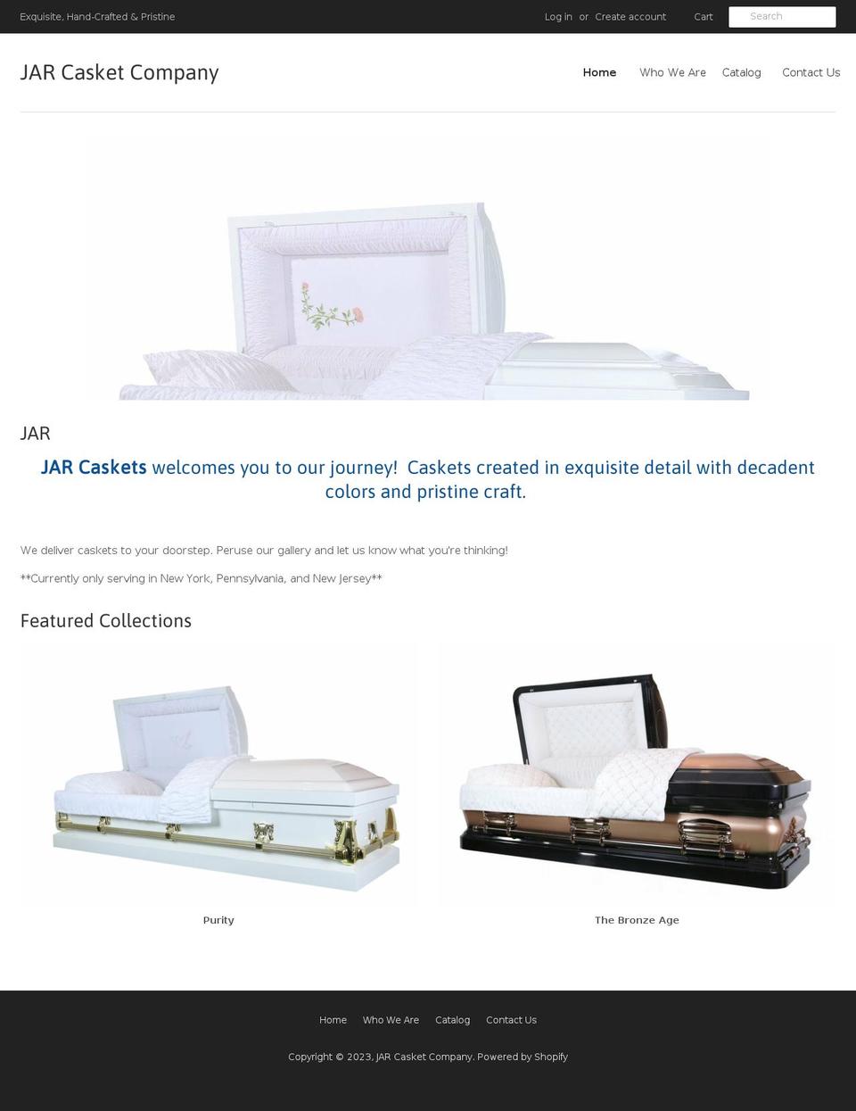 jar-casket-company.myshopify.com shopify website screenshot