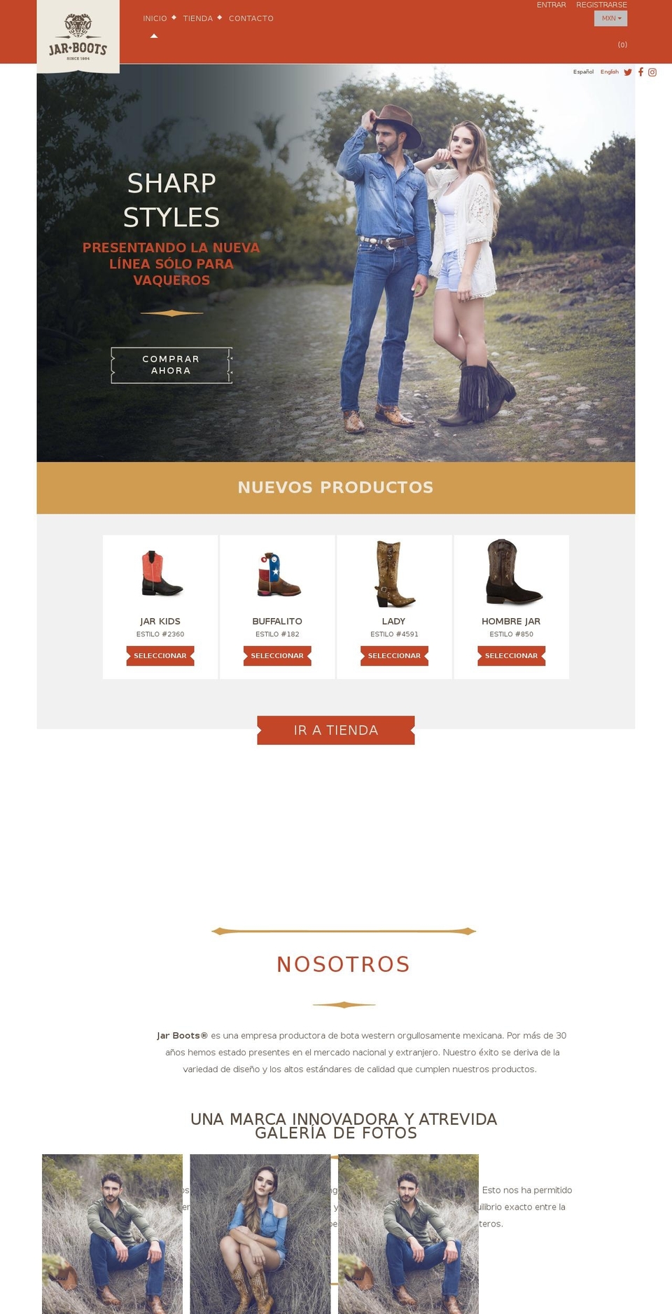 jarboots.mx shopify website screenshot
