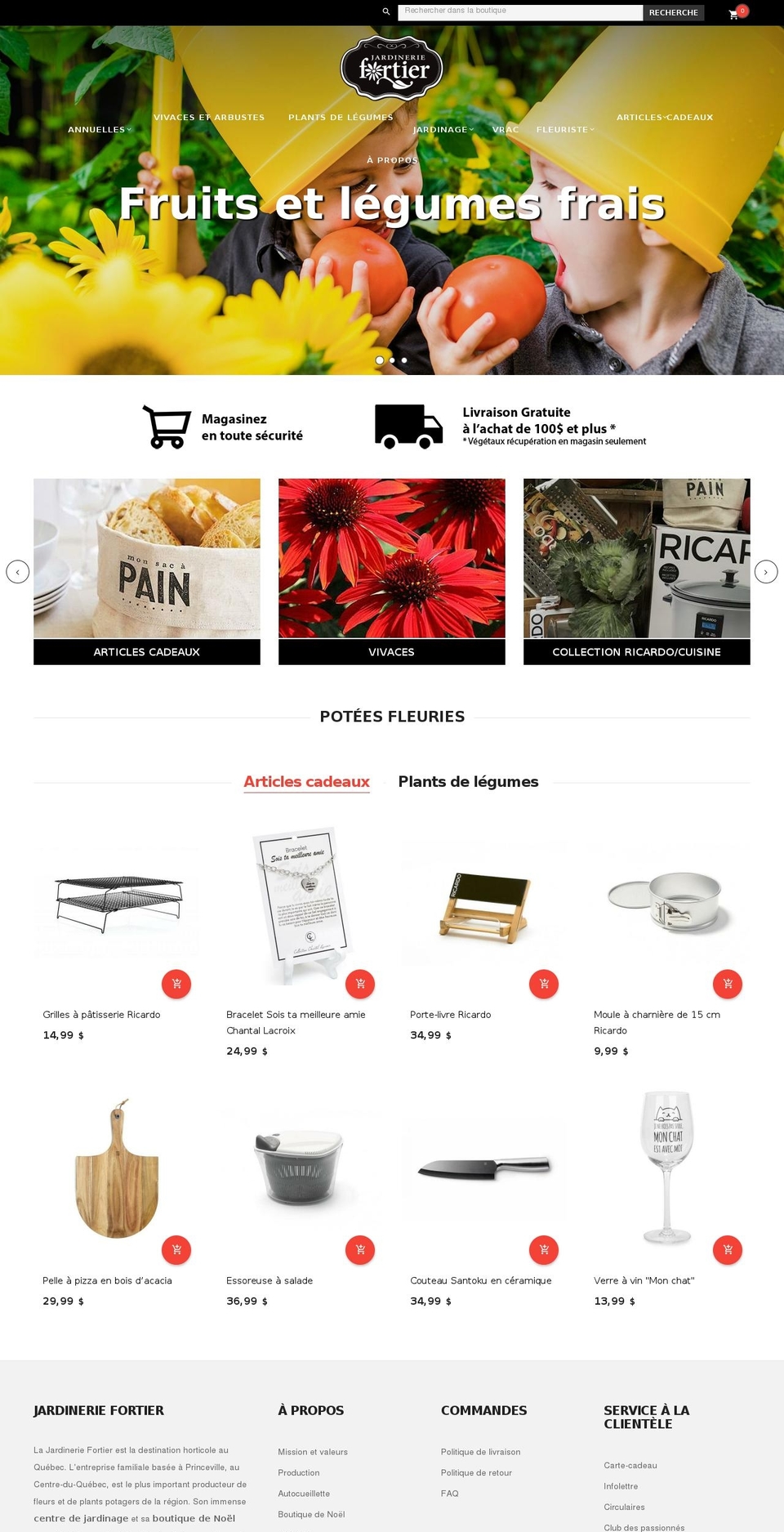 jardineriefortier.com shopify website screenshot