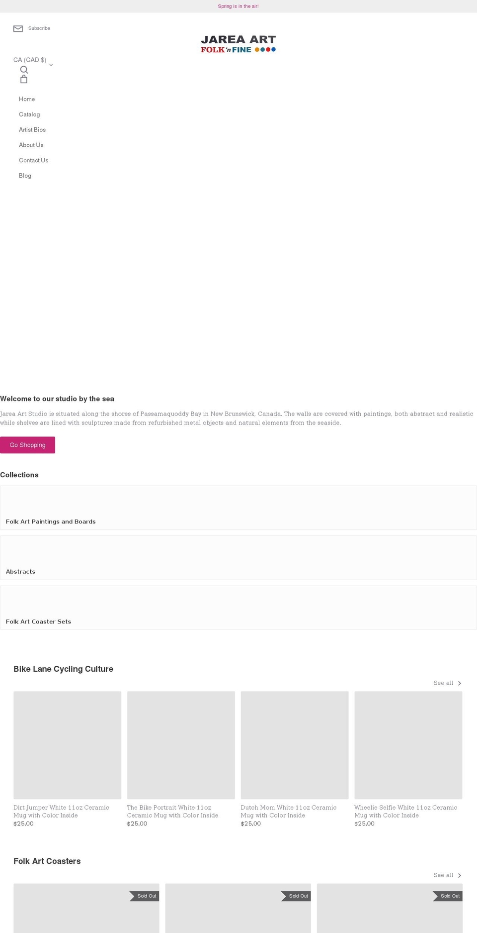 jareaart.com shopify website screenshot