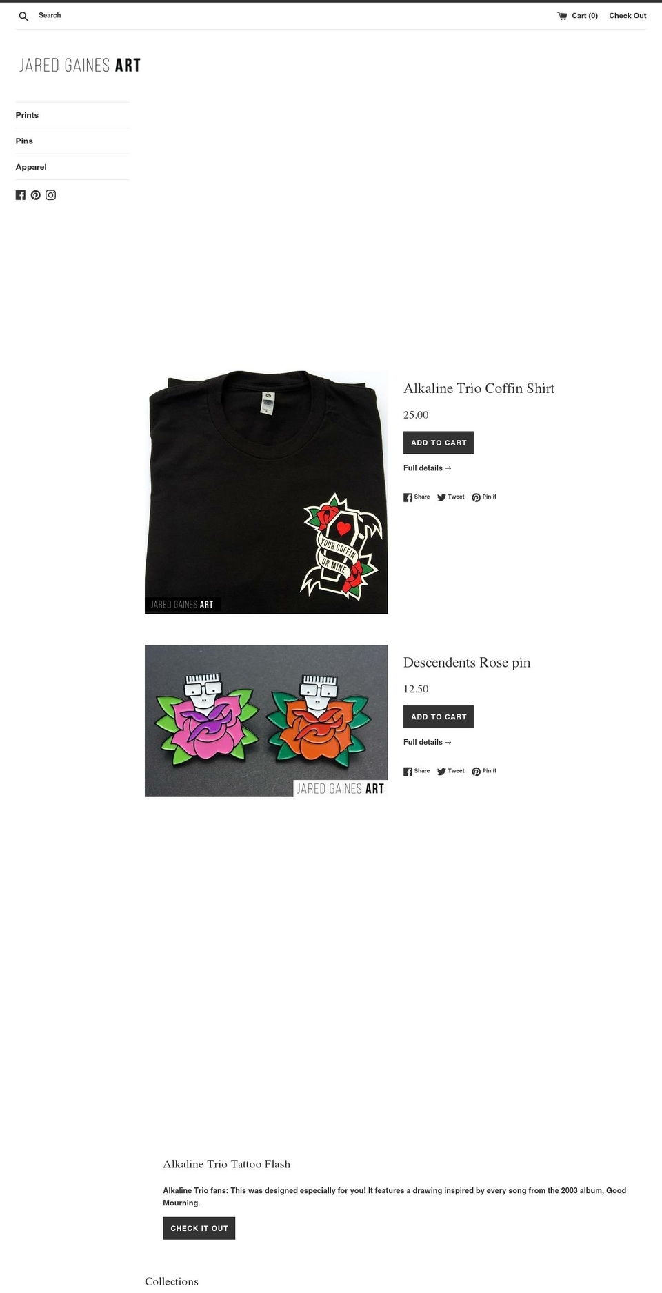 jaredgaines.com — Shopify storefront screenshot